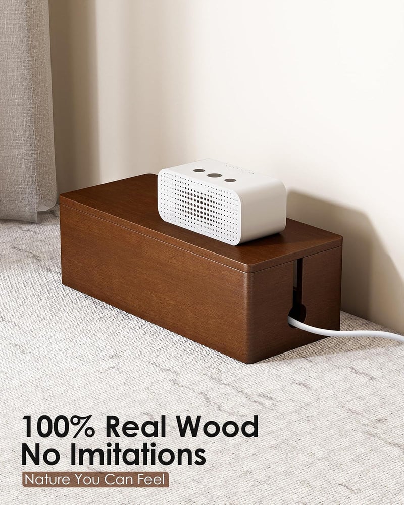 Yecaye Wooden Cable Management Box, Power Strip Cord Organizer Box, Cord Hider for Office, Living Room, Bedroom,Magnetic Lid Design, Cable Organizer for Desk, Wire Management - Image 2